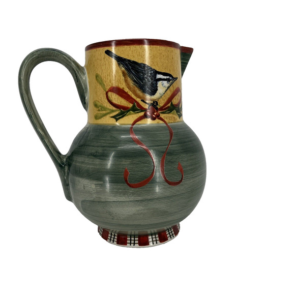 Lenox Winter Greetings Pitcher 64 oz. Handle Holiday Decorations Birds Berries - Picture 1 of 6